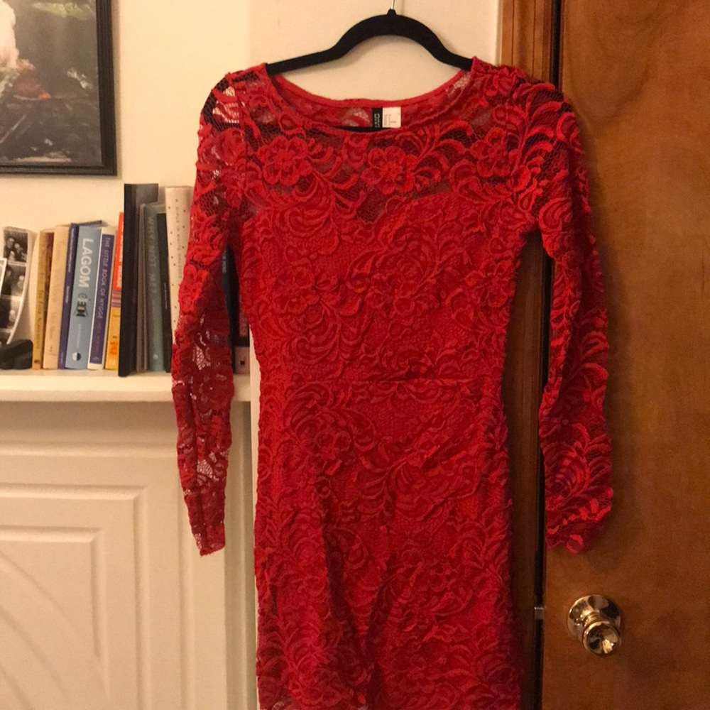 Red lace dress